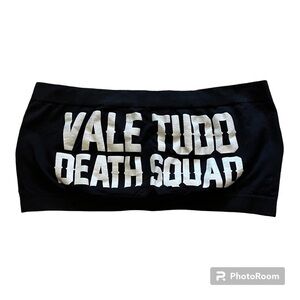 VALE Tudo black bando top with white spell out “Vale Tudo Death Squad”, M.